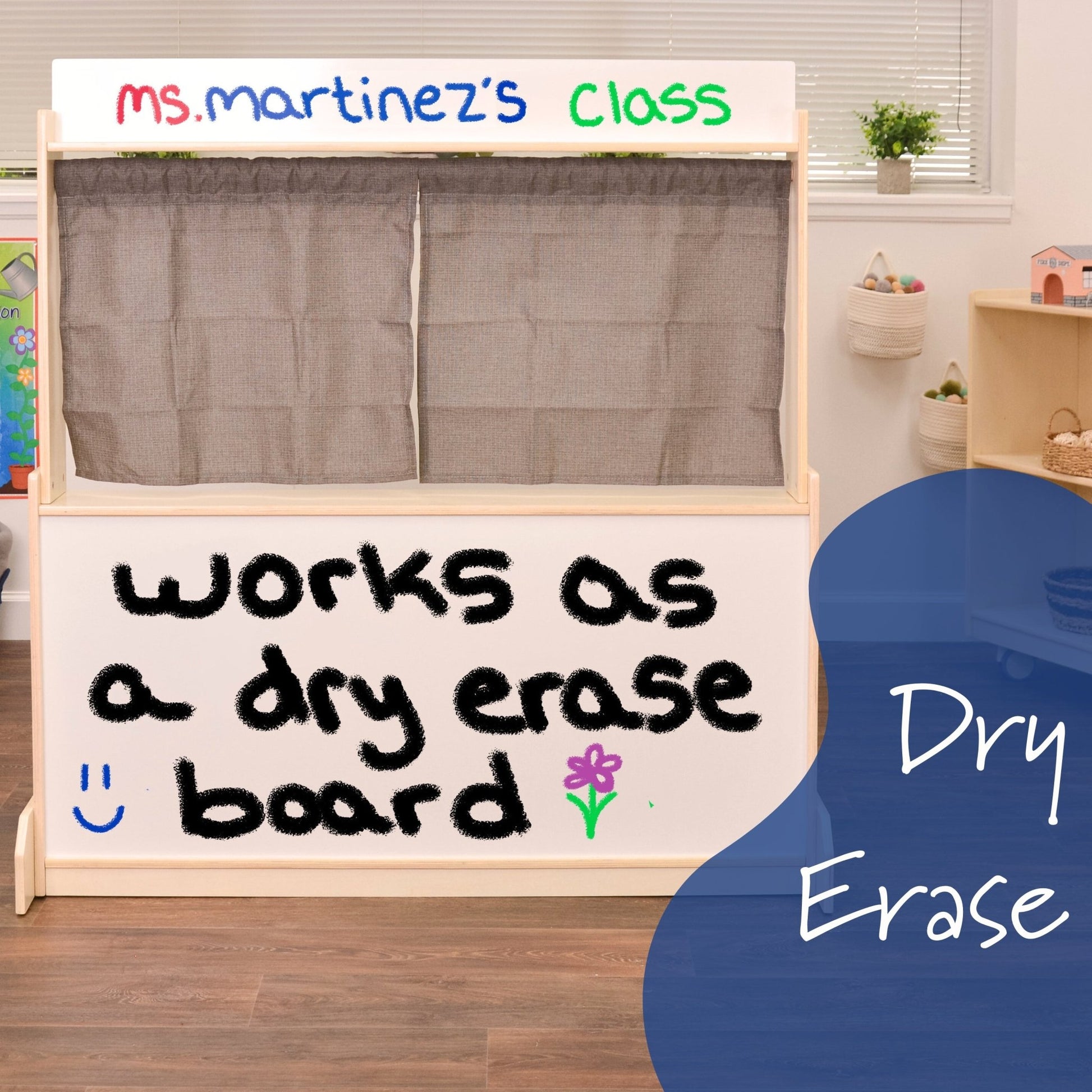 Angeles Birch Puppet Theatre with Dry Erase Board (AG1037W) - SchoolOutlet