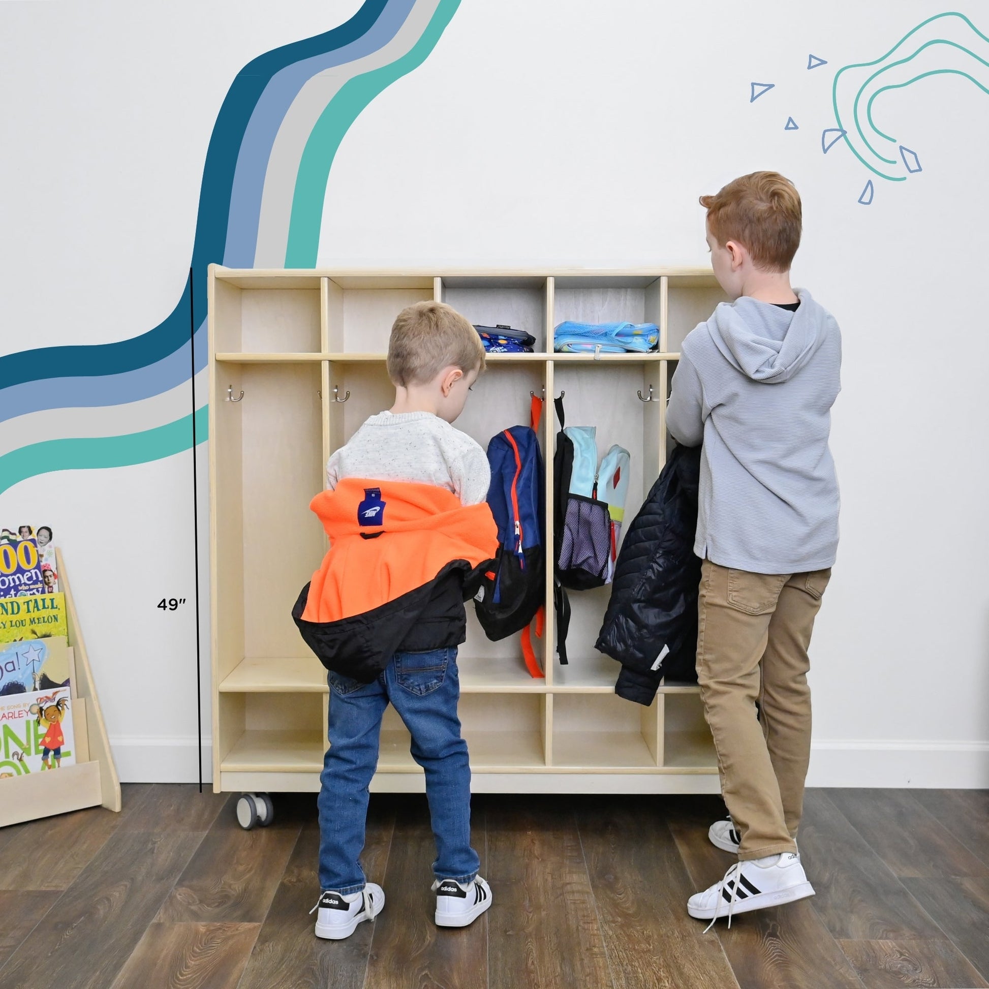 Angeles Birch Mobile 5-Section Locker with Shoe Storage (AG1057) - SchoolOutlet