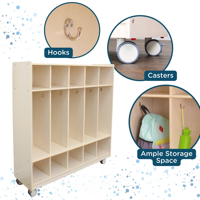 Angeles Birch Mobile 5-Section Locker with Shoe Storage Assembled (AG1057A) - SchoolOutlet