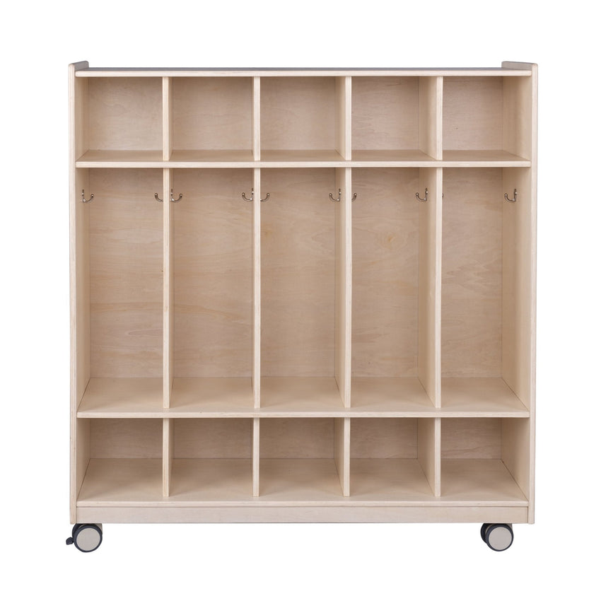 Angeles Birch Mobile 5-Section Locker with Shoe Storage Assembled (AG1057A) - SchoolOutlet