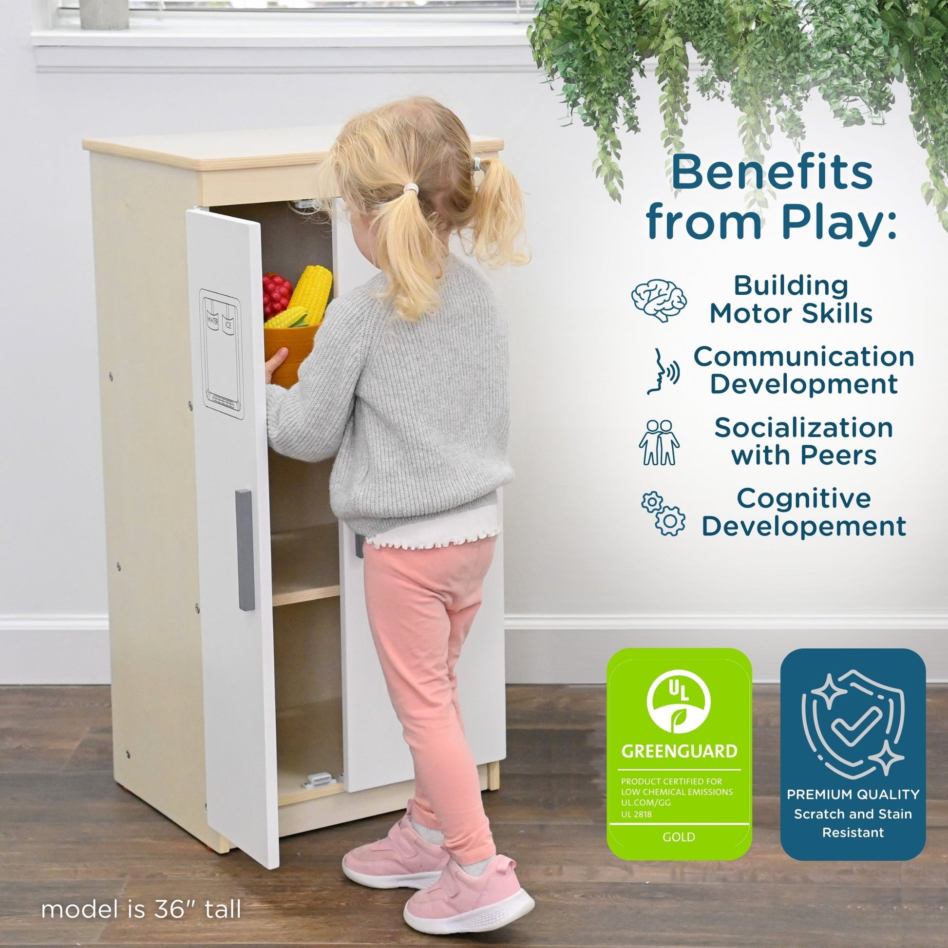 Angeles Birch Kitchen Play Refrigerator (AG1069) - SchoolOutlet