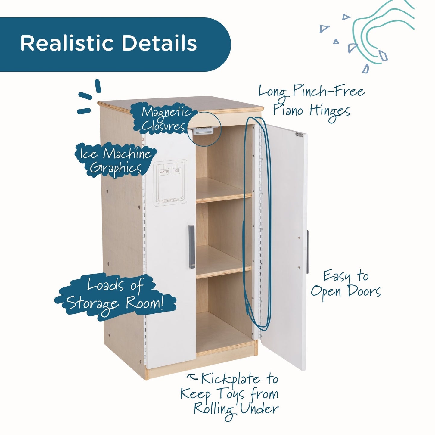 Angeles Birch Kitchen Play Refrigerator Assembled (AG1069)
