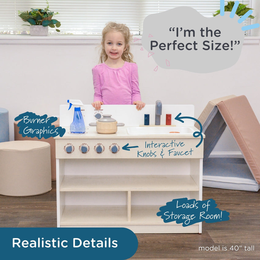 Angeles Birch Toddler 2-In-1 Kitchen Center Assembled (AG1092A) - SchoolOutlet