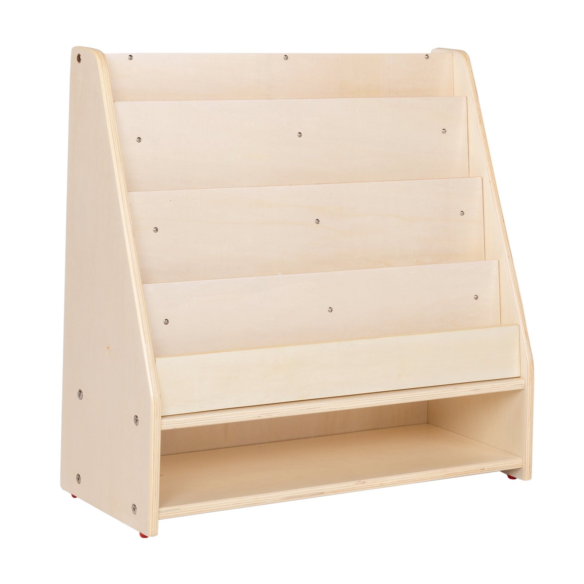 Angeles Birch Mobile 4-Shelf Book Display with Storage (AG1118) - SchoolOutlet