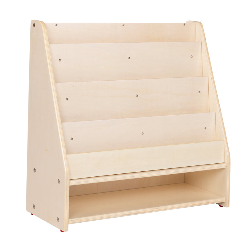 Angeles Birch Mobile 4-Shelf Book Display with Storage (AG1118) - SchoolOutlet