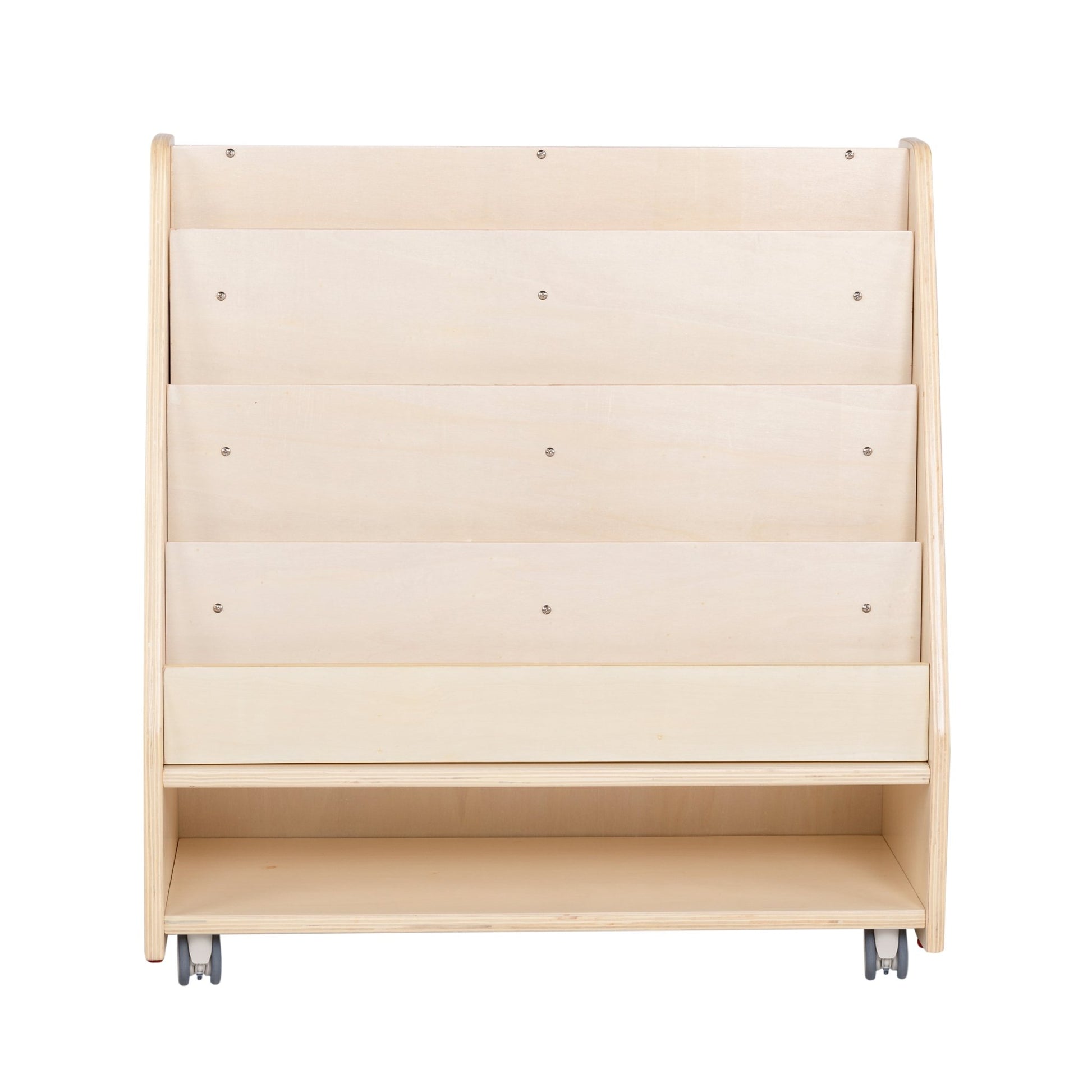 Angeles Birch Mobile 4-Shelf Book Display with Storage (AG1118) - SchoolOutlet