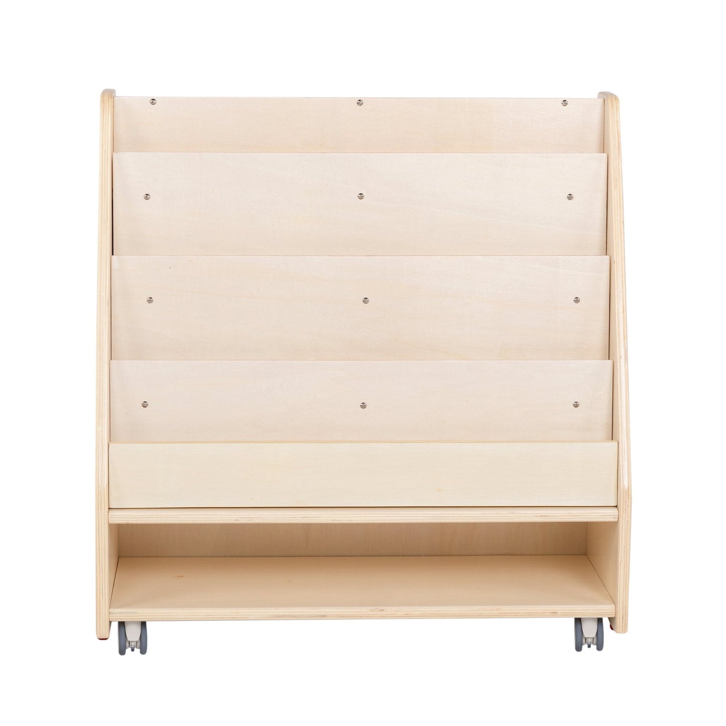 Angeles Birch Mobile 4-Shelf Book Display with Storage Assembled (AG1118A) - SchoolOutlet