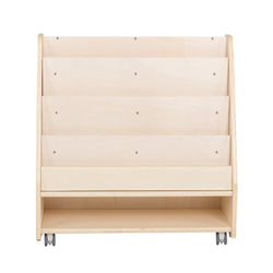 Angeles Birch Mobile 4-Shelf Book Display with Storage Assembled (AG1118A)