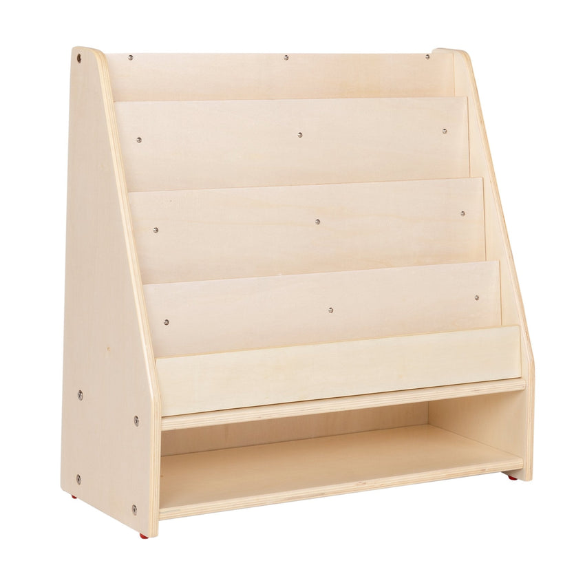 Angeles Birch Mobile 4-Shelf Book Display with Storage Assembled (AG1118A) - SchoolOutlet