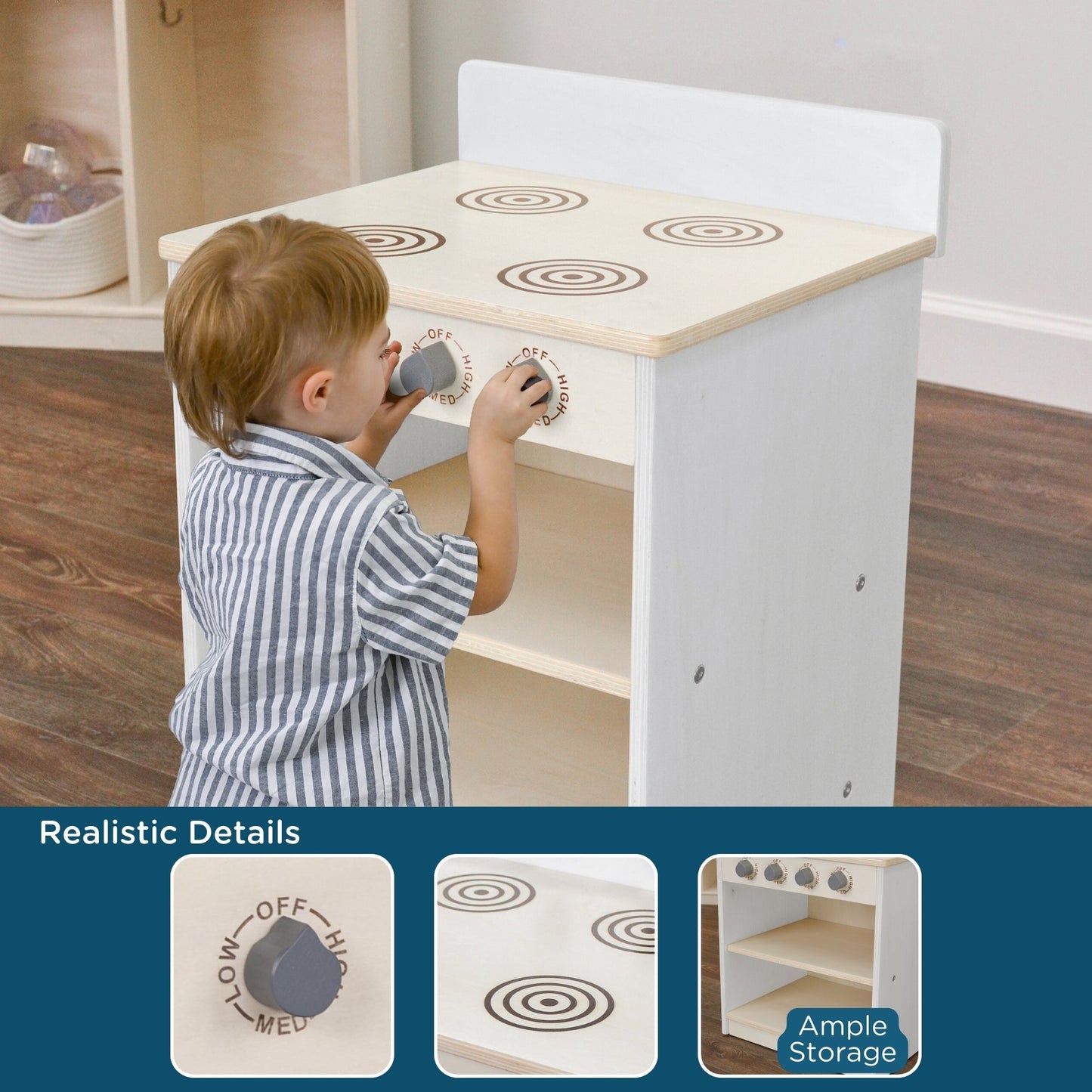 Children's Factory White Toddler Stove Assembled (AG1172WA) - SchoolOutlet