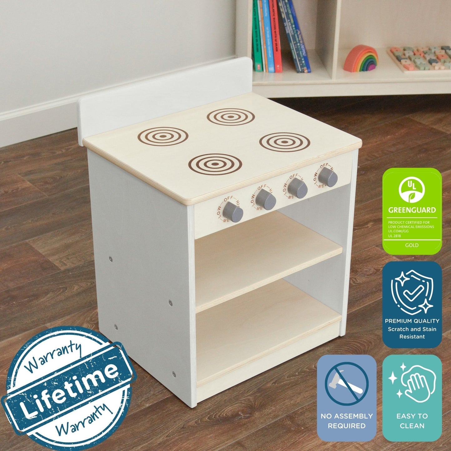 Children's Factory White Toddler Stove Assembled (AG1172WA) - SchoolOutlet