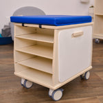 Angeles Birch Mobile Teacher Stool with Storage - Blue Cushion Assembled (AG1854BA)