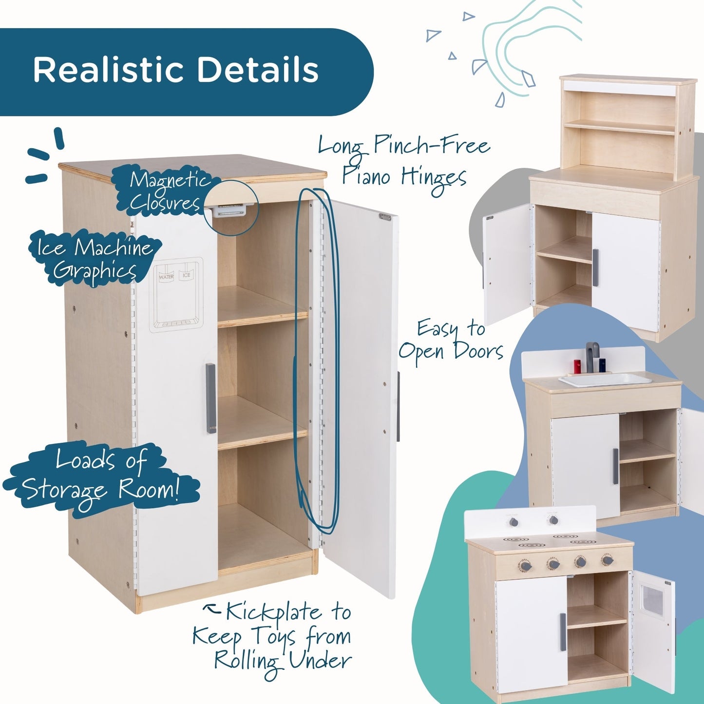 Angeles Birch 4-Piece Complete Kitchen Set Assembled (AG4000A)