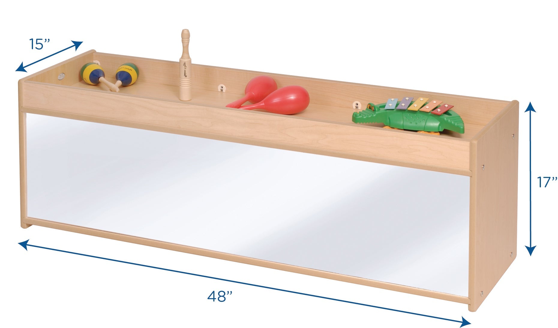 Angeles Value Line Toddler Storage Shelves with Mirror Back - 48"L x 15"W x 17"H (ANG7177) - SchoolOutlet