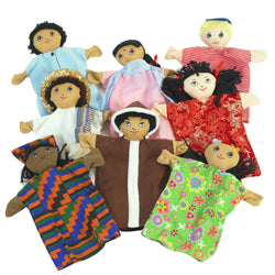 Angeles Multi-Cultural 9" Hand Puppets - Set of 8