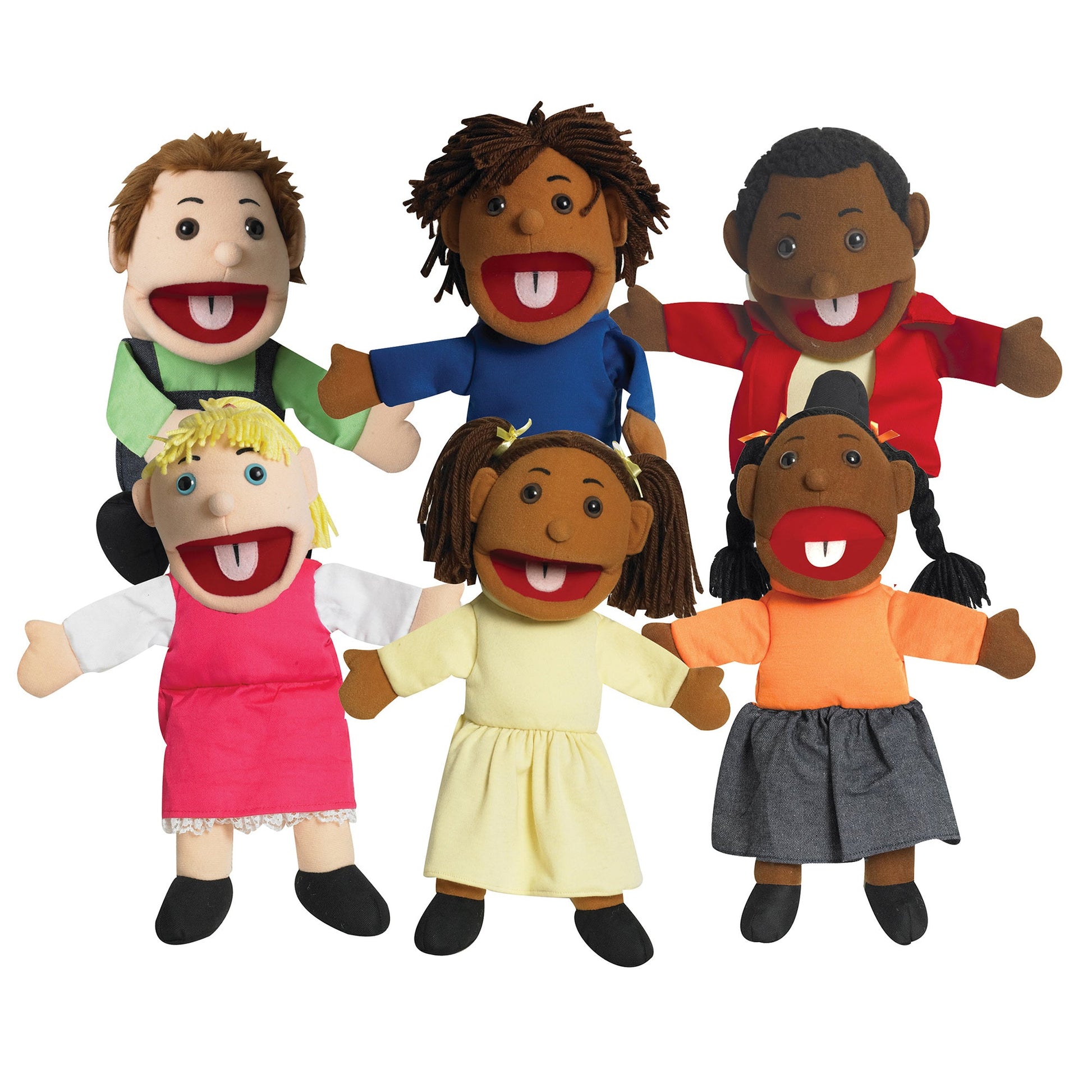Angeles 15" Ethnic Children Puppets with Movable Mouths - Set of 6 - SchoolOutlet