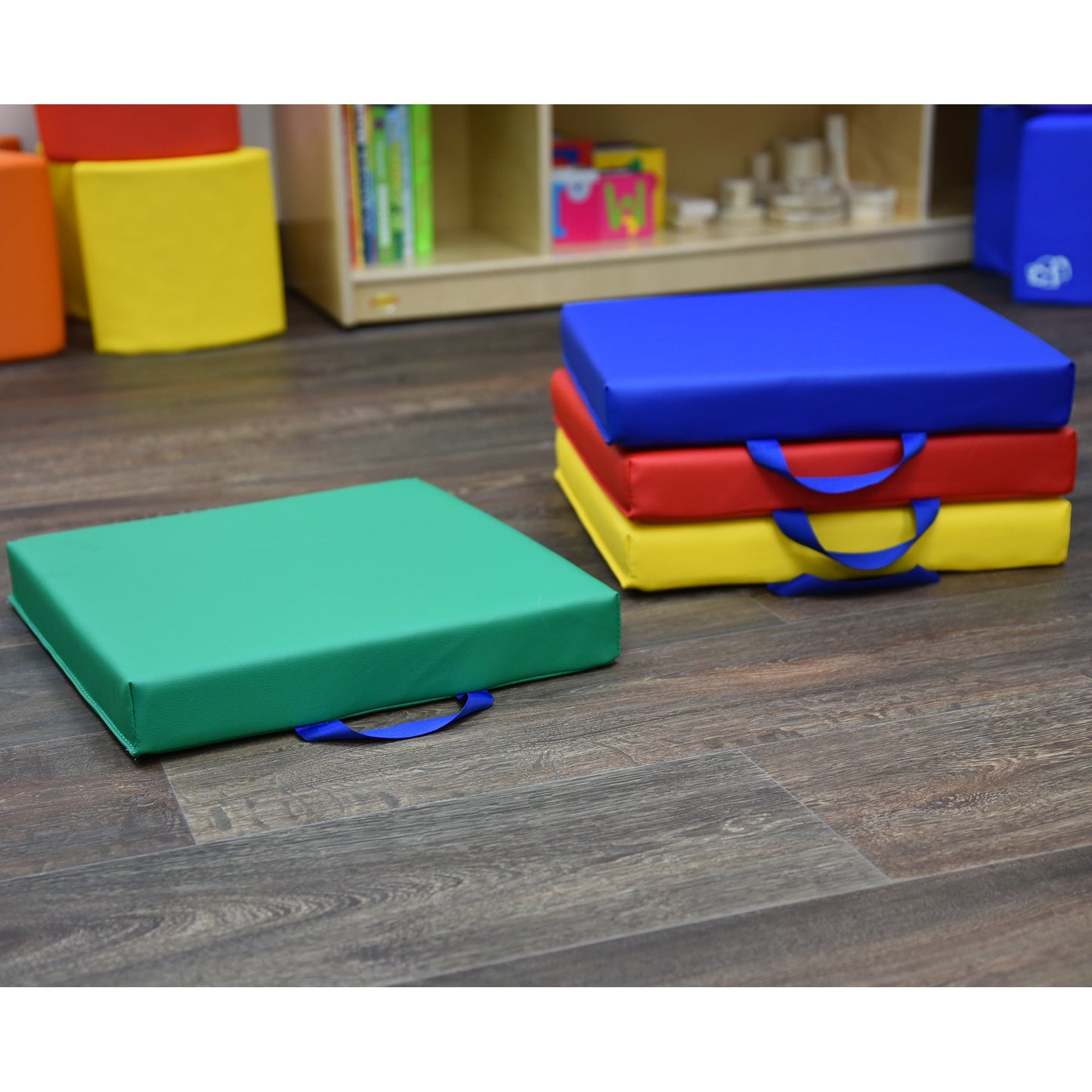 Children's Factory Square Floor Cushions - Set of 4 - Rainbow - SchoolOutlet