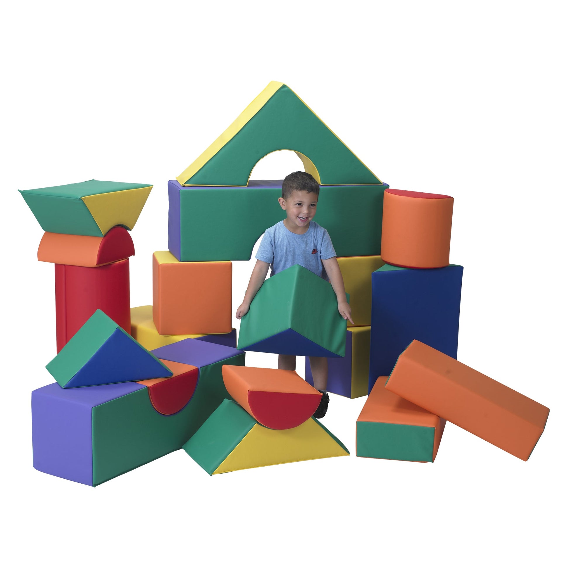 Children's Factory 12" Module Blocks - Set of 21 (Set A) - Rainbow - SchoolOutlet
