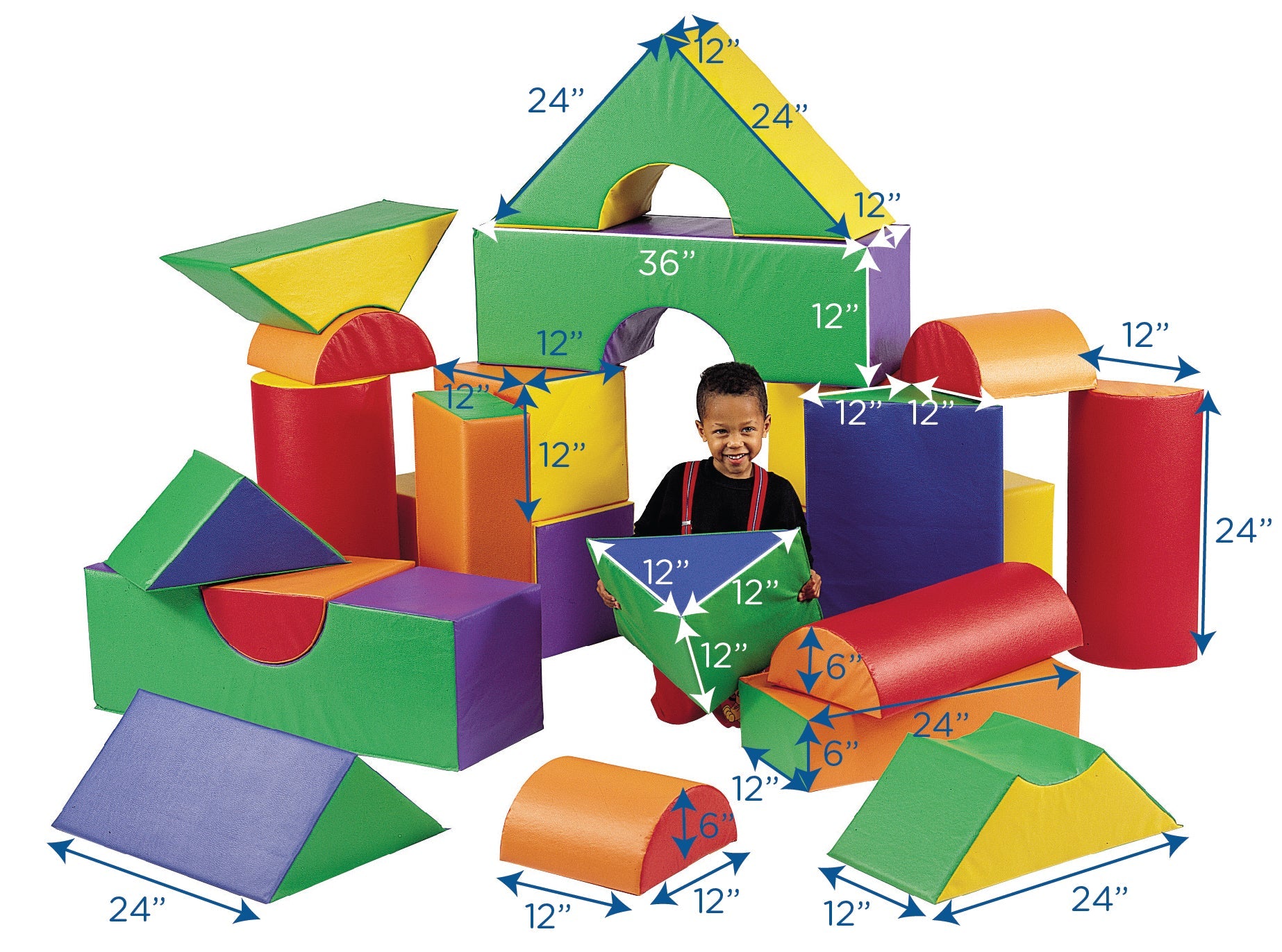 Children's Factory 12" Module Blocks - Set of 35 (Set A and B) - SchoolOutlet