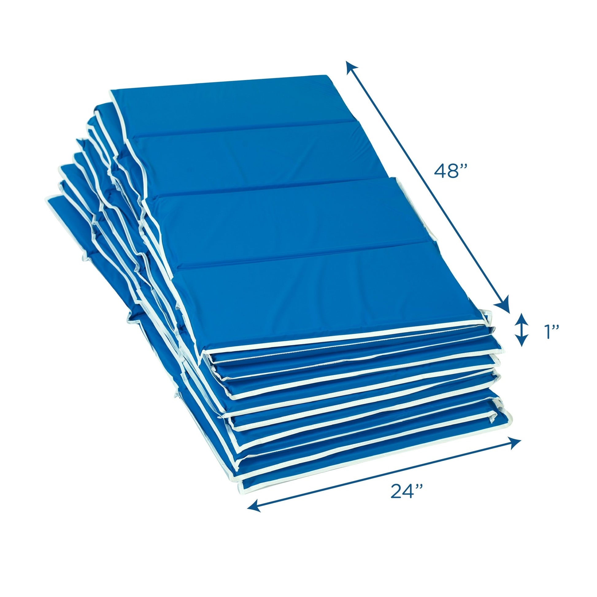 Children's Factory 1" Tough Duty Folding Rest Mat - Set of 10 - Blue (CF400-052) - SchoolOutlet
