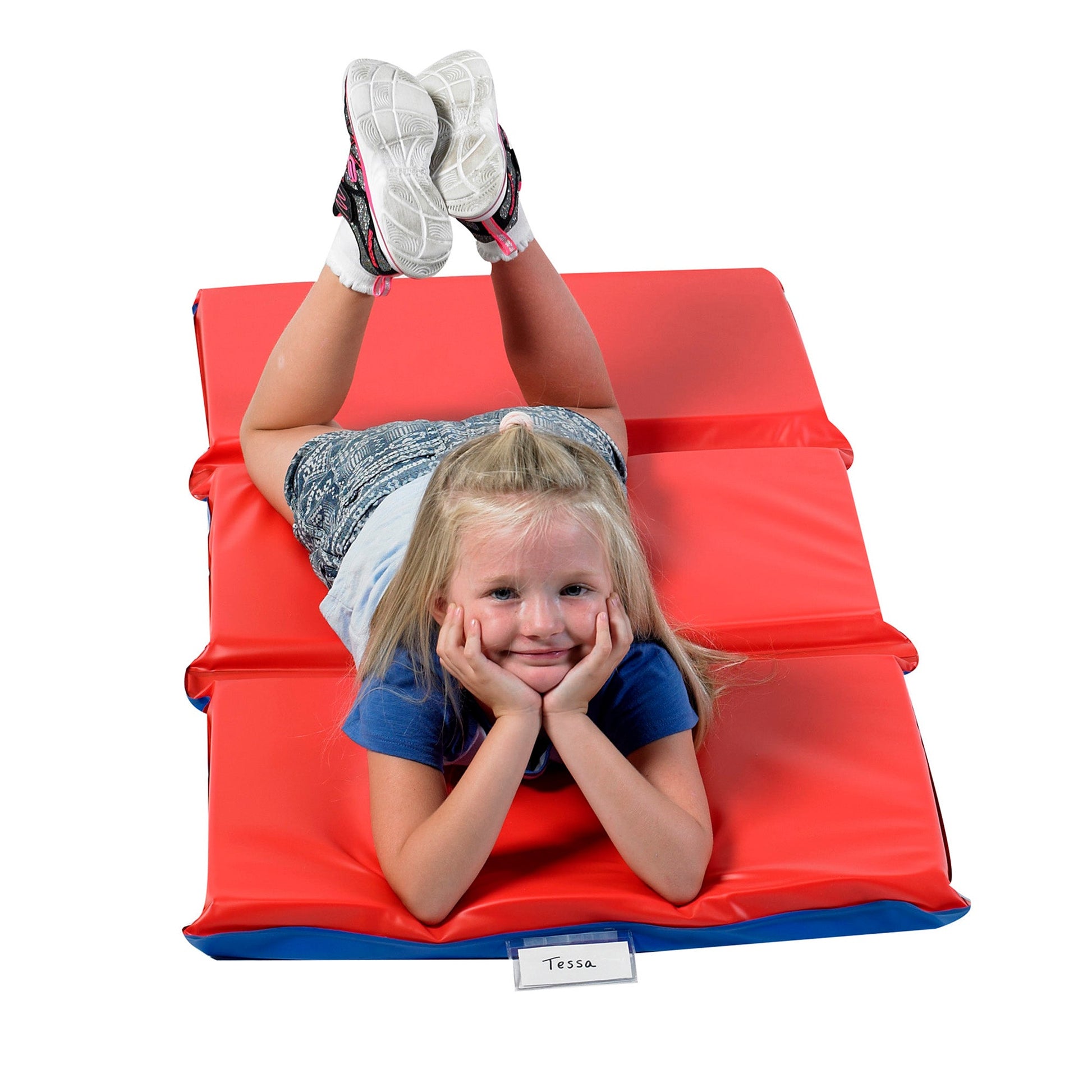 Children's Factory 2" Infection Control 3 Section Folding Rest Mat - Set of 5 - Red/Blue (CF400-513RB) - SchoolOutlet