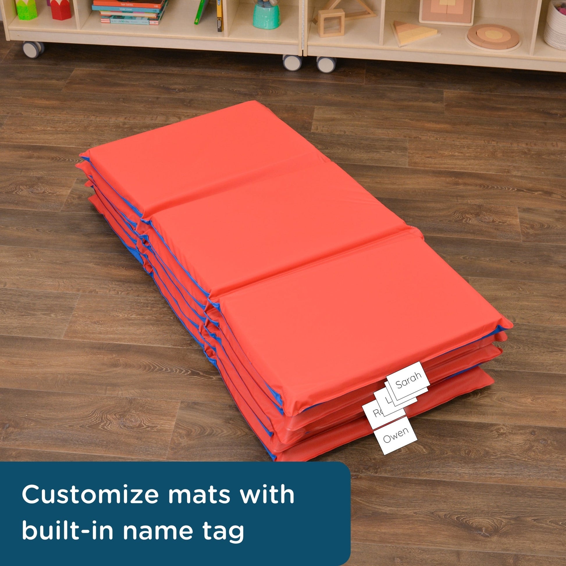 Children's Factory 2" Infection Control 3 Section Folding Rest Mat - Set of 5 - Red/Blue (CF400-513RB) - SchoolOutlet
