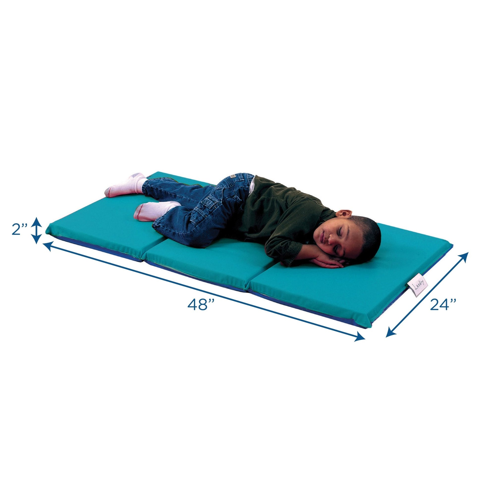 Children's Factory 2" Infection Control 3 Section Folding Rest Mat - Set of 5 - Teal/Blue - SchoolOutlet