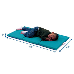 Children's Factory 2" Infection Control 3 Section Folding Rest Mat - Set of 5 - Teal/Blue