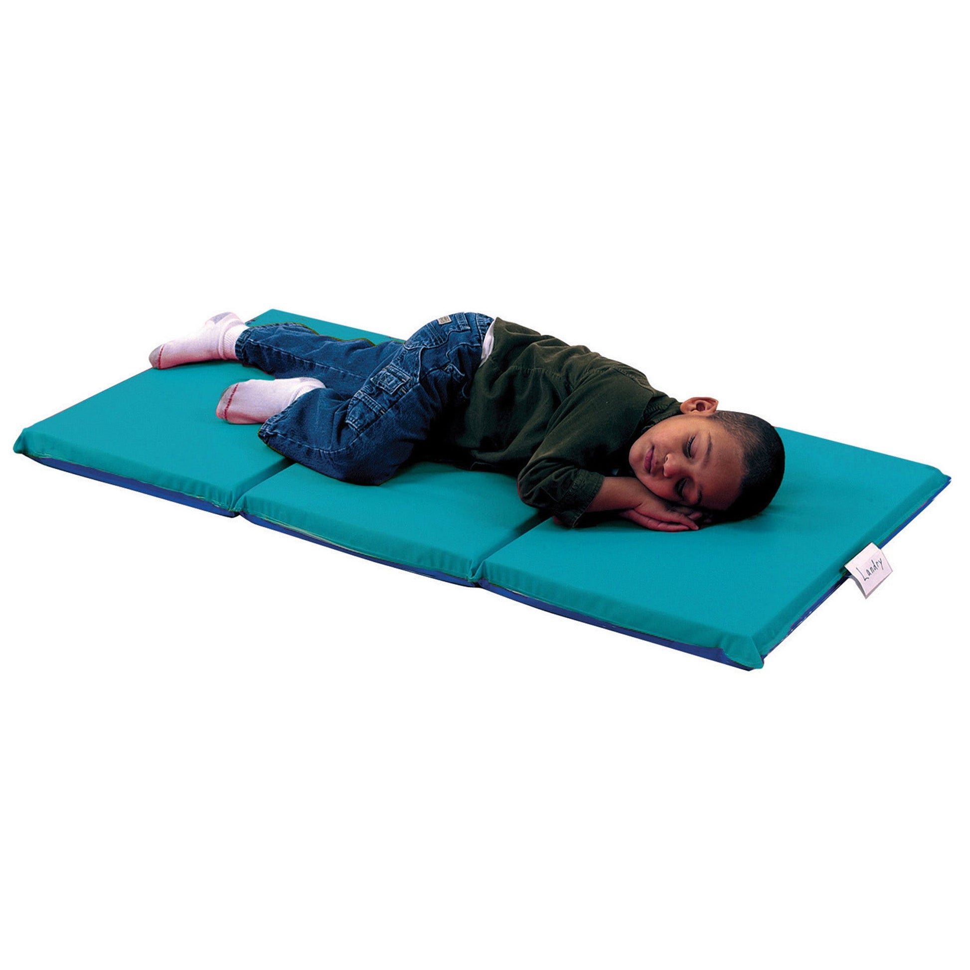 Children's Factory 2" Infection Control 3 Section Folding Rest Mat - Set of 5 - Teal/Blue - SchoolOutlet