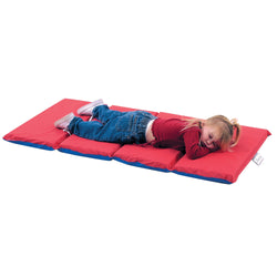 Children's Factory 2" Angels 4 Section Folding Rest Nap Mat - Set of 5 - Red/Blue (CF400-519RB)