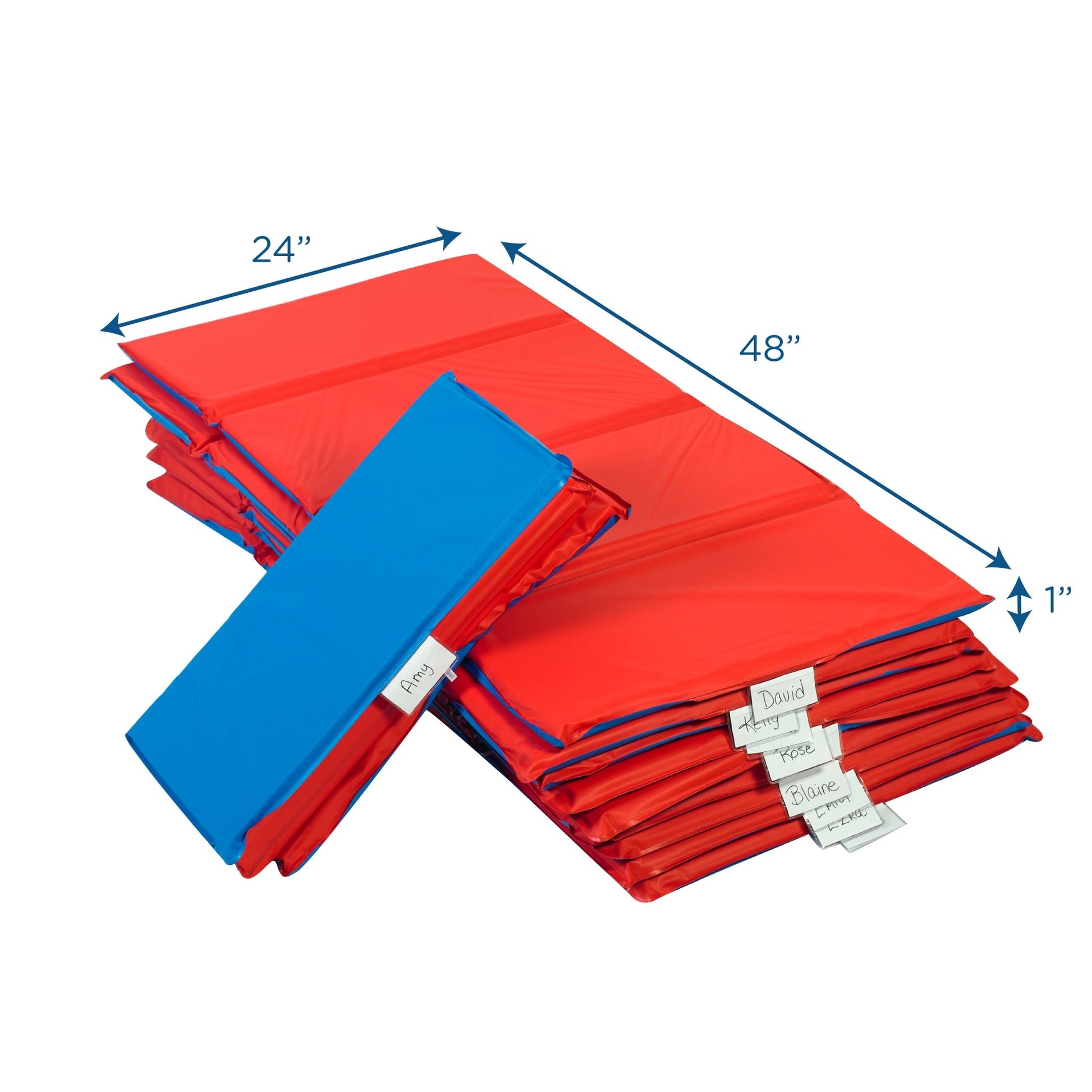 Children's Factory 1" Infection Control 3 Section Folding Rest Mat - Set of 10 - Red/Blue (CF400-524RB) - SchoolOutlet