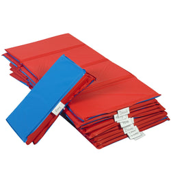 Children's Factory 1" Angels 4 Section Folding Rest Nap Mat - Set of 10 - Red/Blue (CF400-525RB)