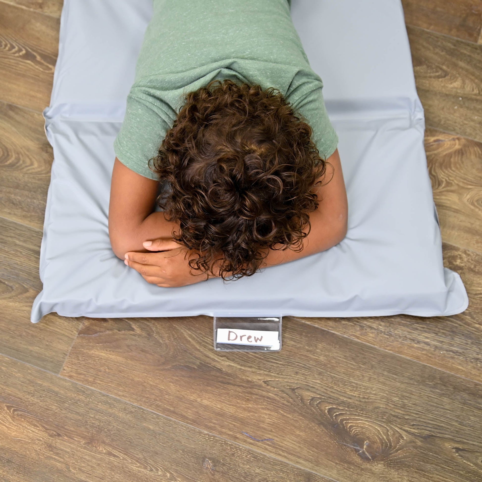 Children's Factory 1" Angels 4 Section Folding Rest Nap Mat - Fog Blue/Sand - SchoolOutlet
