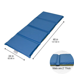 Children's Factory 2" Angels 4 Section Folding Rest Nap Mat - Sage/Deep Water Blue