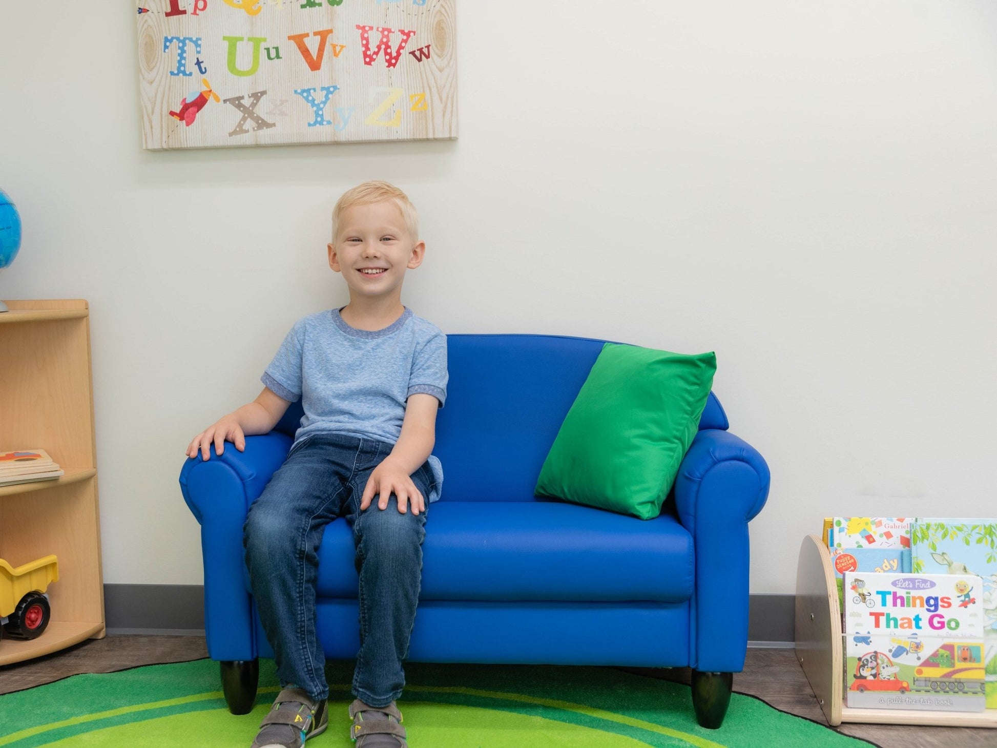 Children's Factory As We Grow Sofa with Black Legs - Blue (CF805 - 197) - SchoolOutlet