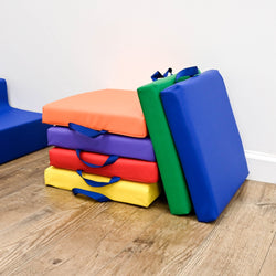 Children's Factory Square Floor Cushions - Set of 6 - Rainbow