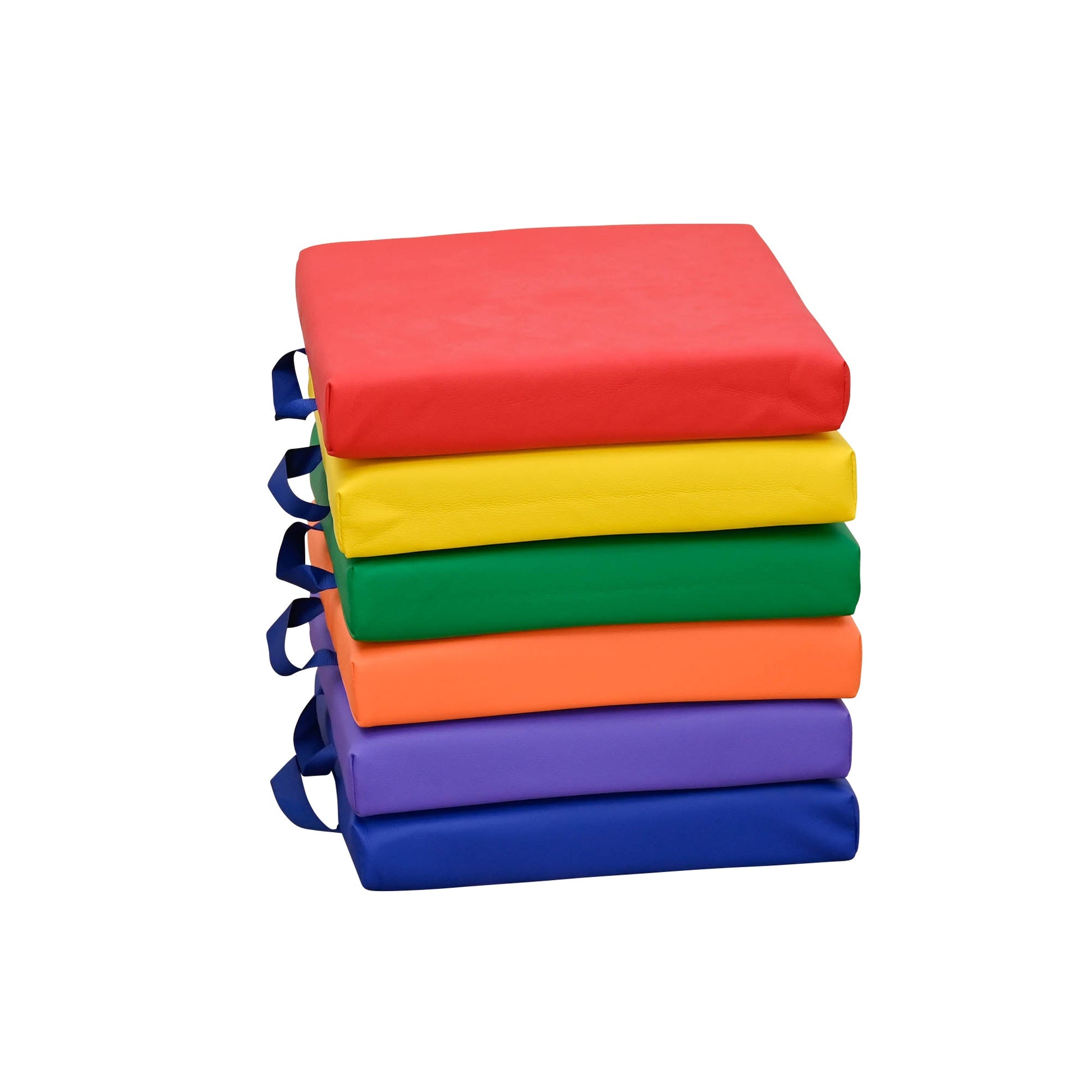 Children's Factory Square Floor Cushions - Set of 6 - Rainbow - SchoolOutlet