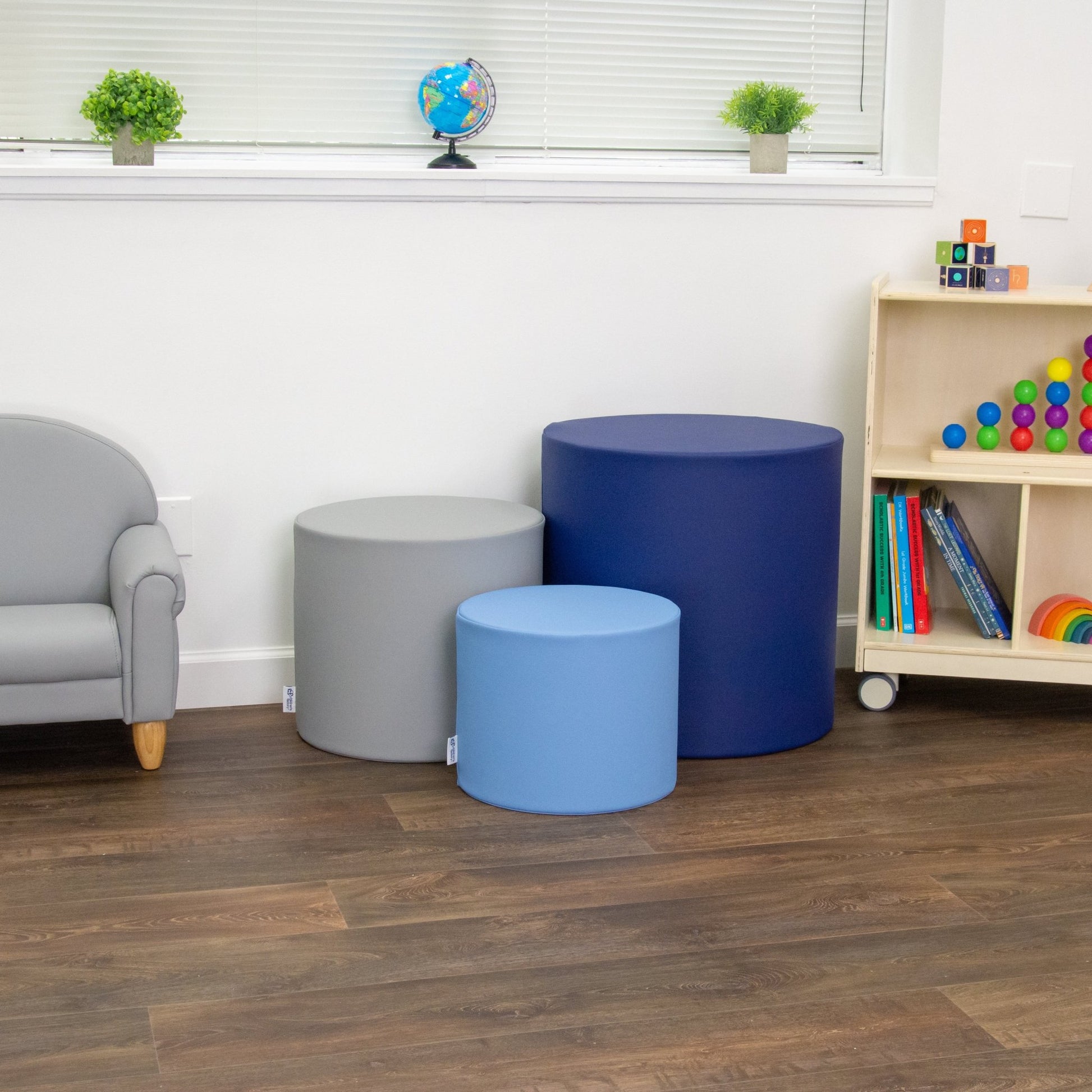 Children's Factory Ottoman Trio - Tranquility - Navy (CF805 - 327TRQ) - SchoolOutlet