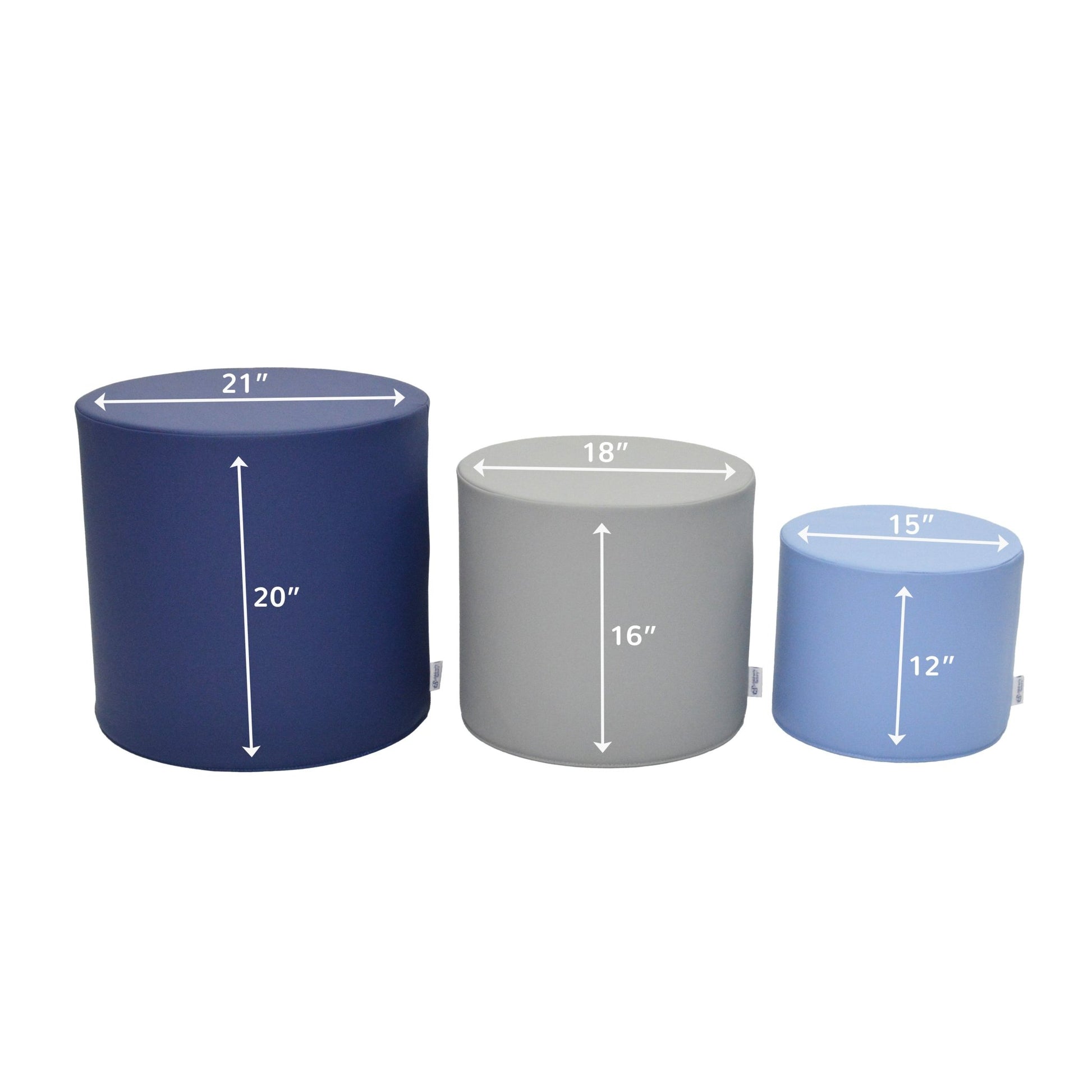 Children's Factory Ottoman Trio - Tranquility - Navy (CF805 - 327TRQ) - SchoolOutlet