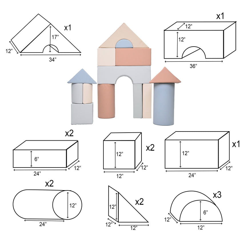 Children's Factory 12" Module Blocks - Set of 14 - Set B (CF805 - 34X) - SchoolOutlet