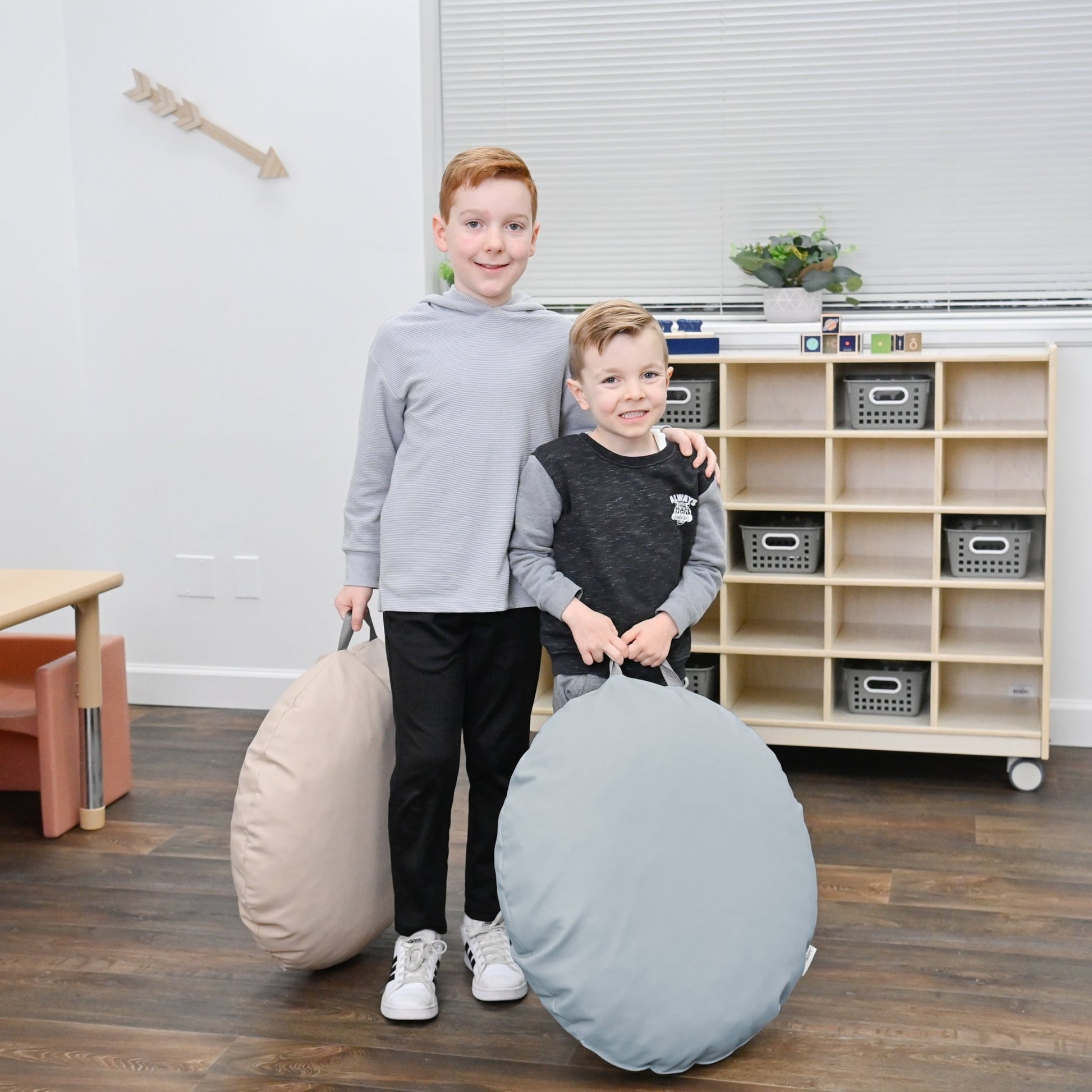 Children's Factory 18×18 Mini Round Pouf with Handle - Set of 2 (CF805 - 3XX) - SchoolOutlet