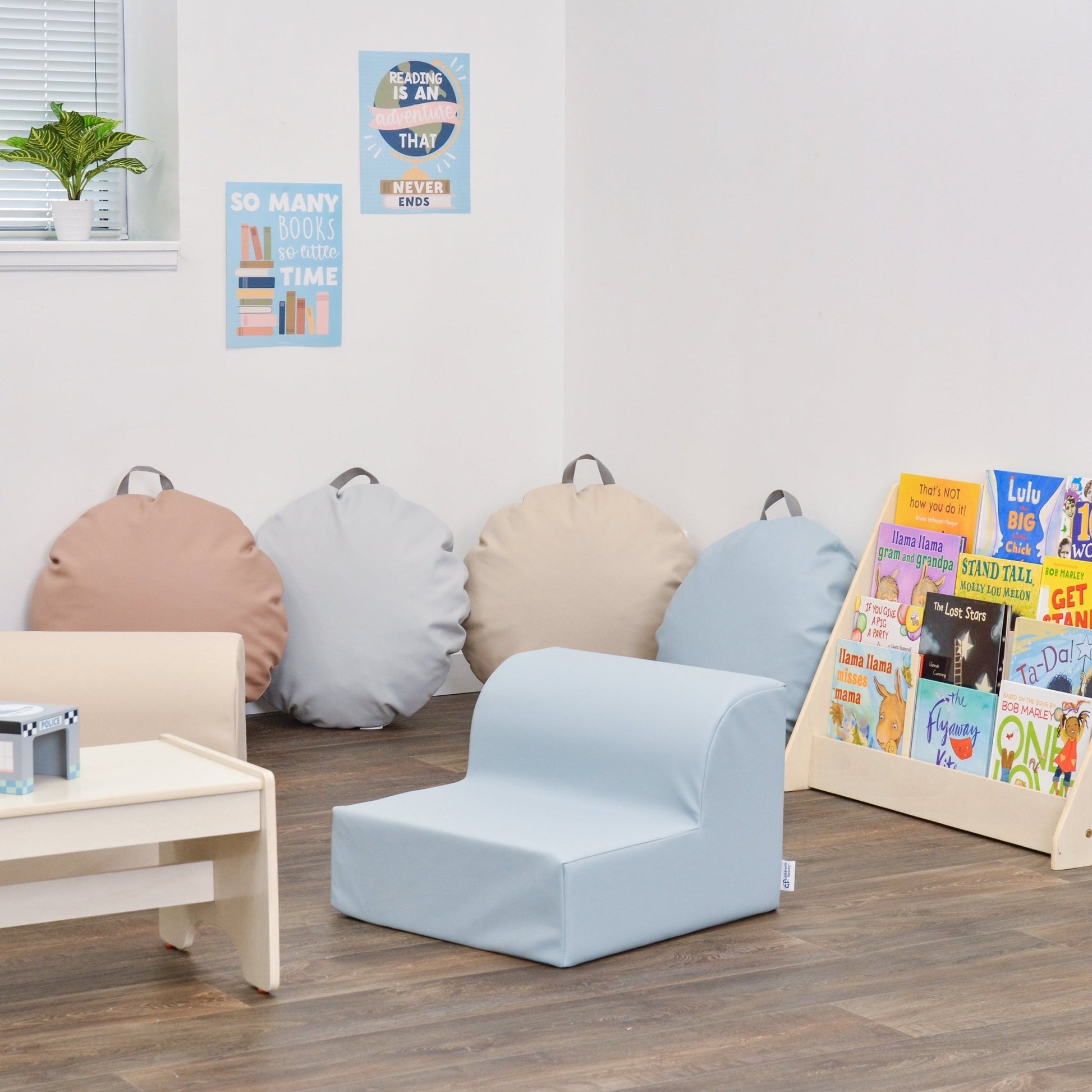Children's Factory 18×18 Mini Round Pouf with Handle - Set of 2 (CF805 - 3XX) - SchoolOutlet