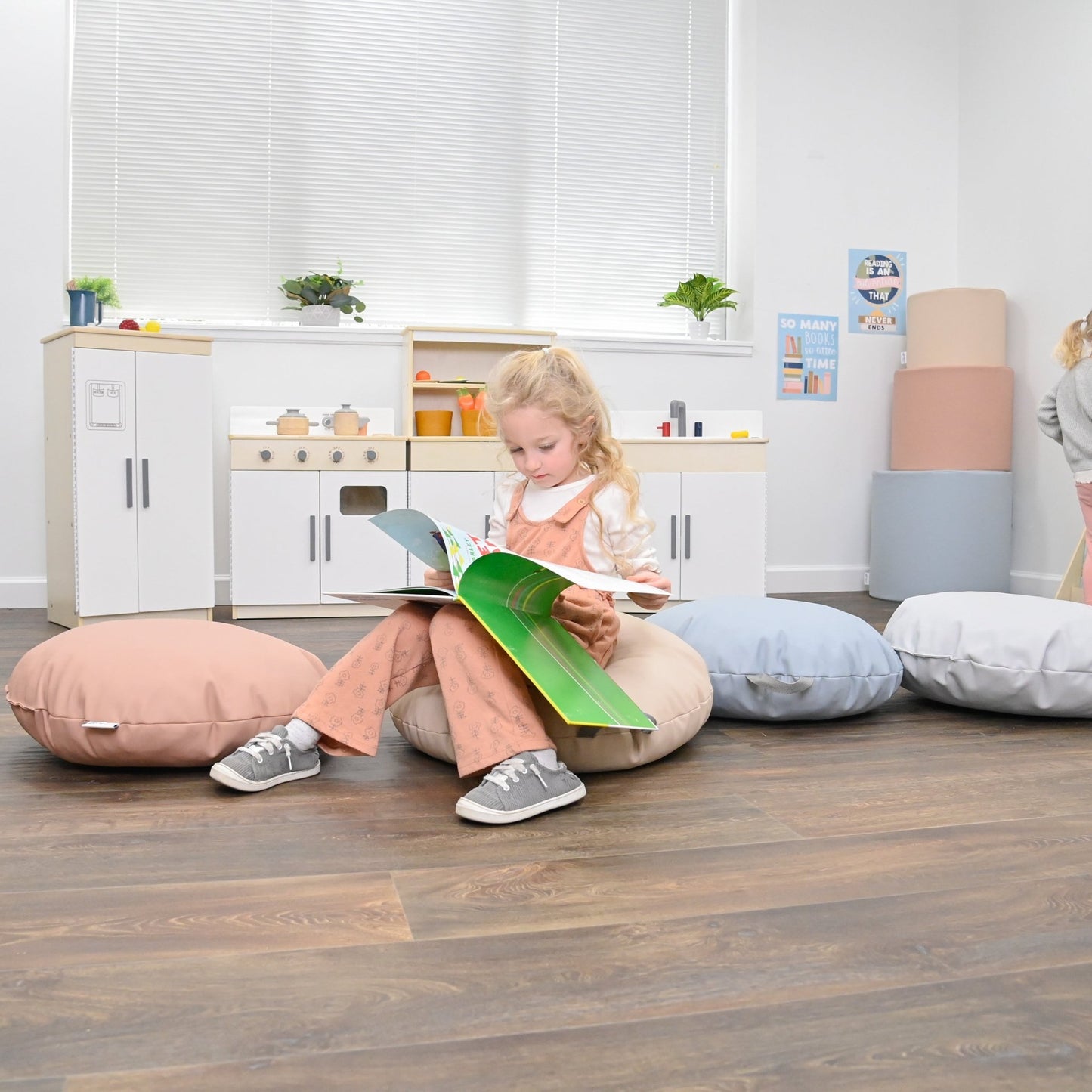 Children's Factory 18×18 Mini Round Pouf with Handle - Set of 2 (CF805 - 3XX) - SchoolOutlet