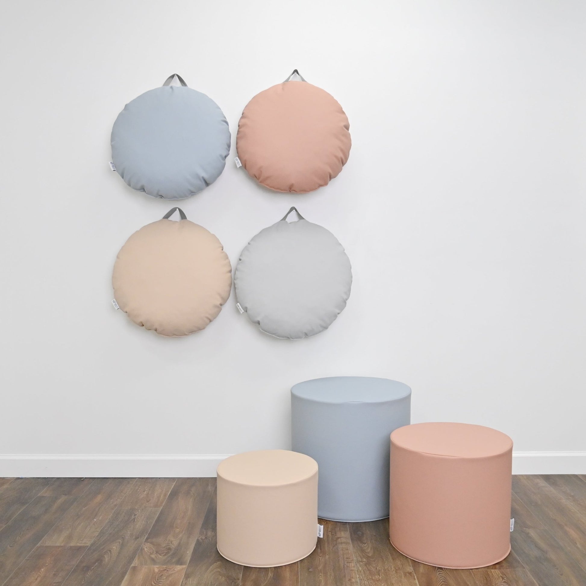 Children's Factory 18×18 Mini Round Pouf with Handle - Set of 2 (CF805 - 3XX) - SchoolOutlet