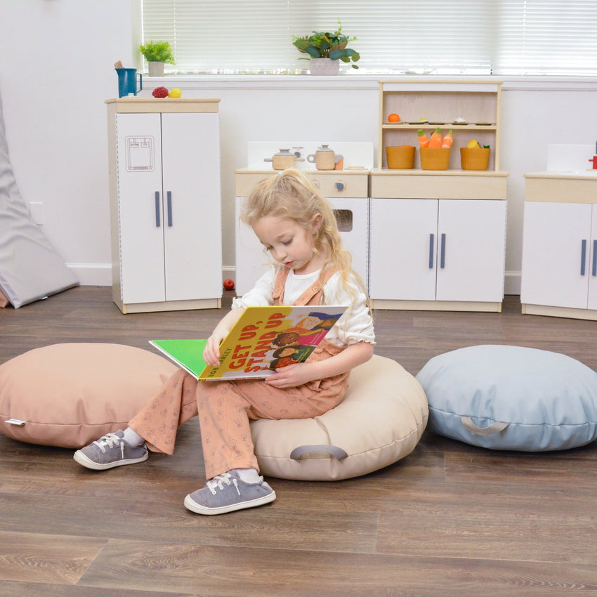 Children's Factory 18×18 Mini Round Pouf with Handle - Set of 2 (CF805 - 3XX) - SchoolOutlet