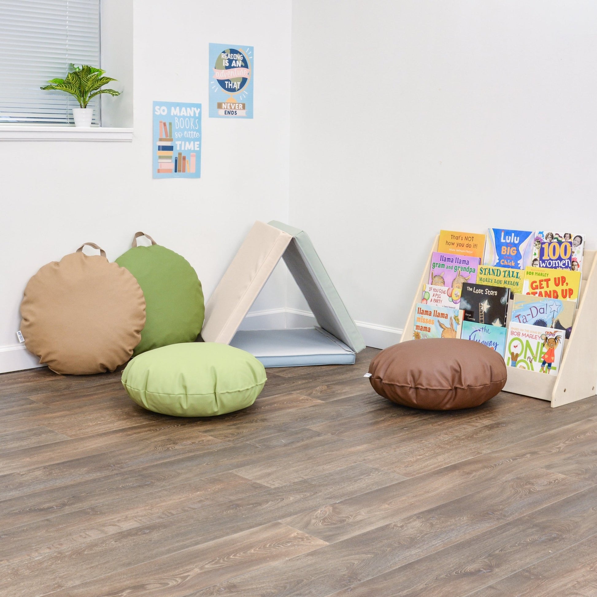 Children's Factory 18" Mini Round Pouf with Handle - Set of 2 - SchoolOutlet