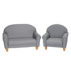 Children's Factory As We Grow Chair & Sofa Set with Natural Legs - Gray (CF805-370)