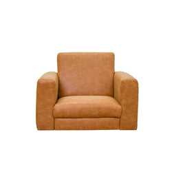 Children's Factory As We Grow Modern Chair Leather Brown with Walnut Legs - Distressed Brown (CF805-414)