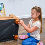 Children's Factory As We Grow Modern Chair Leather Brown with Walnut Legs - Distressed Brown (CF805 - 414) - SchoolOutlet
