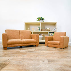 Children's Factory As We Grow Modern Chair and Sofa Set- Distressed Brown (CF805-415)